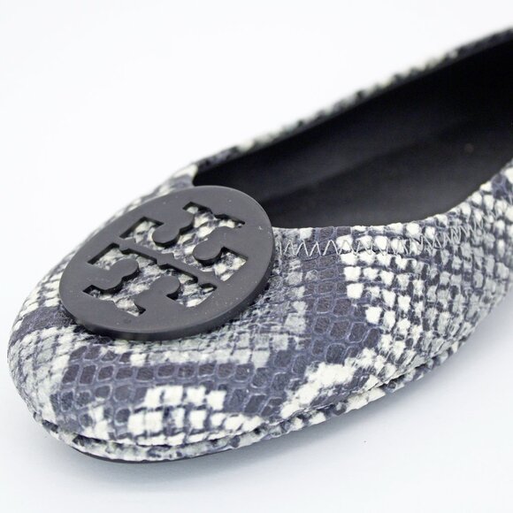 Tory Burch Pink 'Minnie' Travel Snake Print Leather Reva Ballet Flats: Size 10.5 - Picture 9 of 11